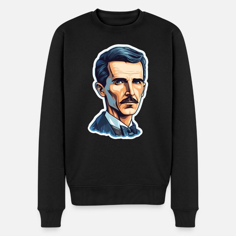 Nikola Tesla - Männer Premium Bio Pullover - Schwarz