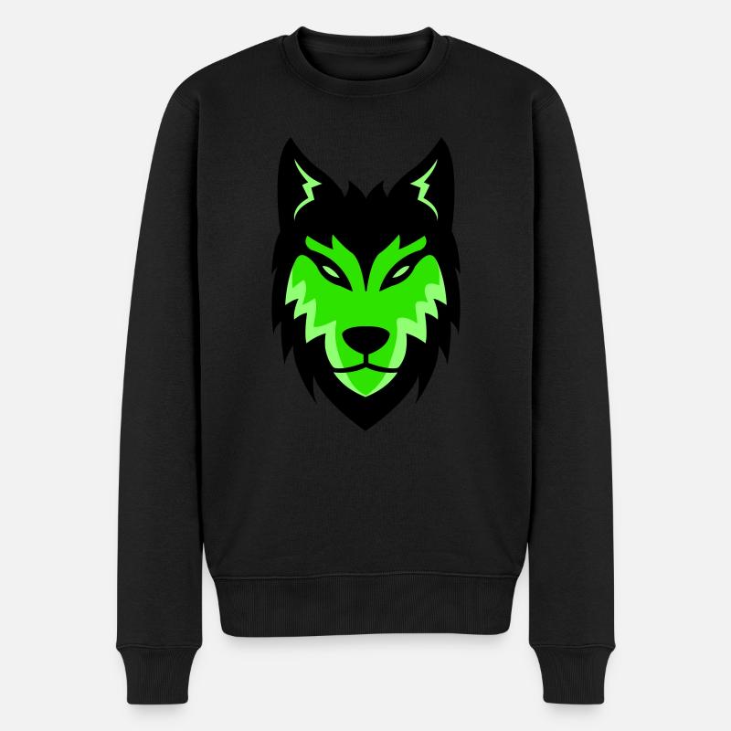wolf - Männer Premium Bio Pullover - Schwarz