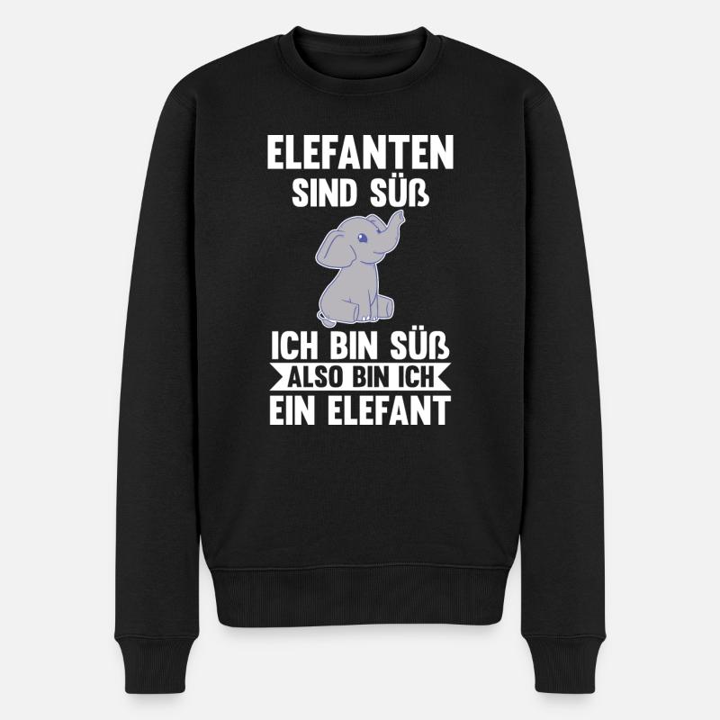 Elefant Elefanten - Männer Premium Bio Pullover - Schwarz