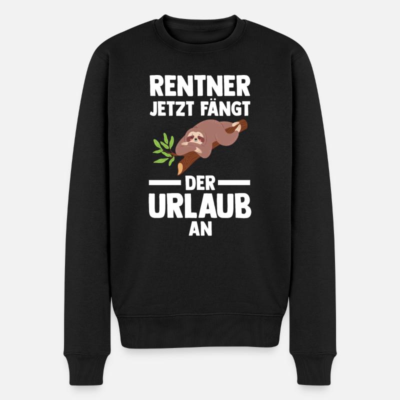 Rentner Faultier Rentner Geschenk - Männer Premium Bio Pullover - Schwarz