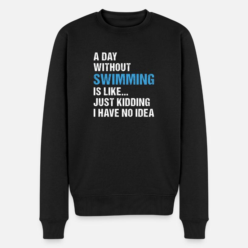 Sport A Day Without Swimming - Männer Premium Bio Pullover - Schwarz
