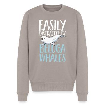 Baleine blanche Béluga - Pull Premium bio Homme - taupe - Devant - Nico (187cm)
