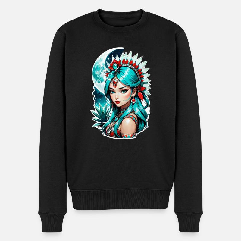 princesse indienne - aztek - Pull Premium bio Homme - noir