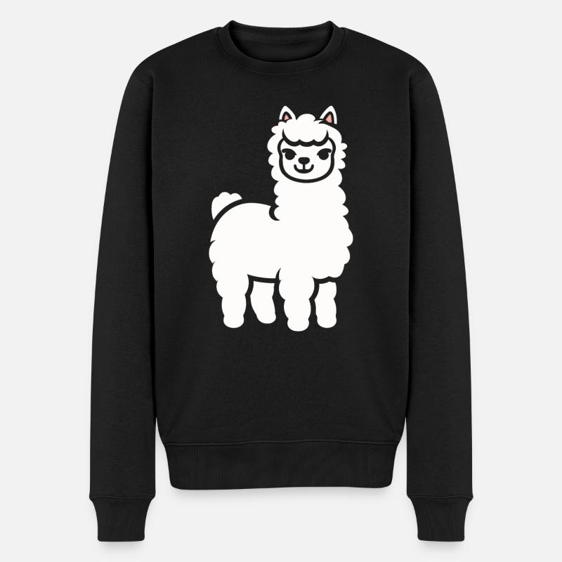 Niedlicher kleiner Lama-Humor - Männer Premium Bio Pullover - Schwarz