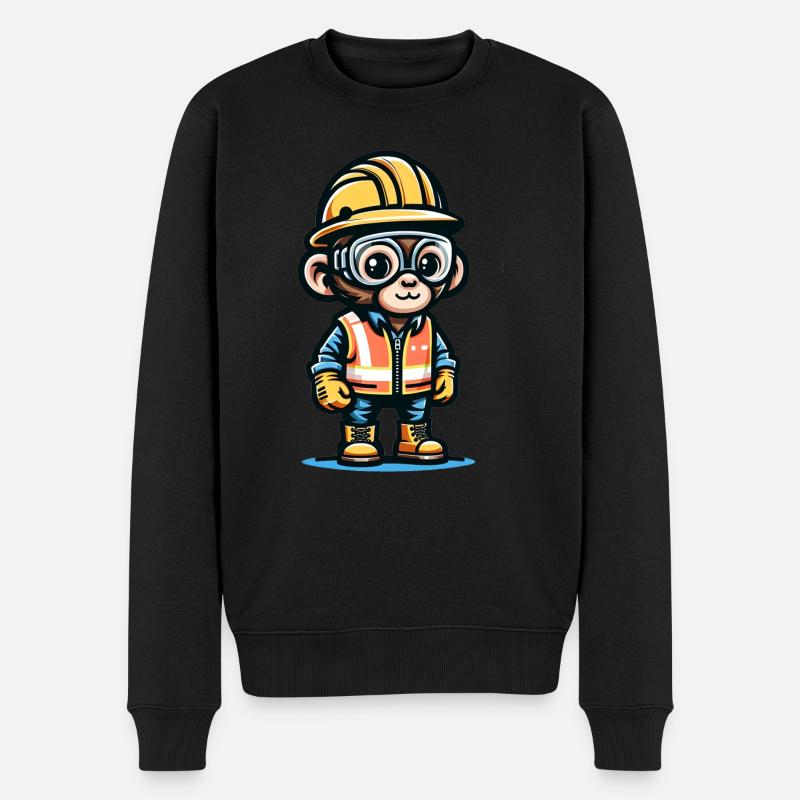 Cute Monkey Construction Worker - Men's Premium Organic Jumper - black