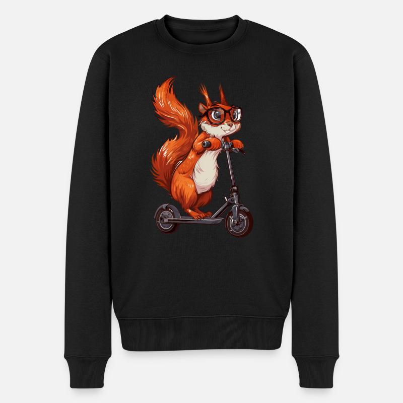 Eichhörnchen Roller - Männer Premium Bio Pullover - Schwarz