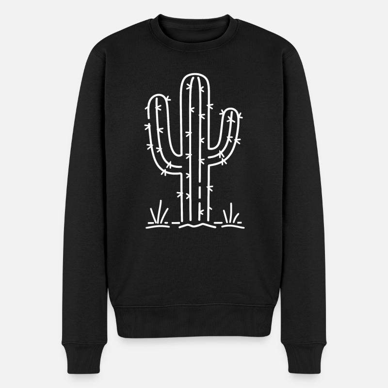 Kaktus - Männer Premium Bio Pullover - Schwarz