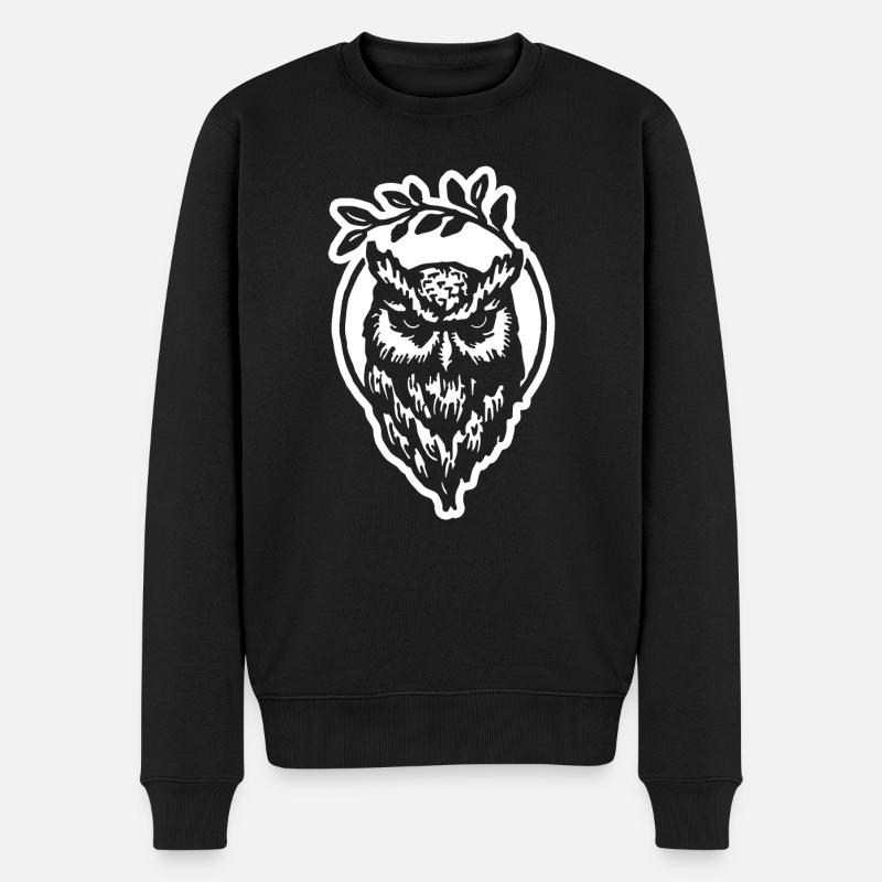 Eule - Männer Premium Bio Pullover - Schwarz