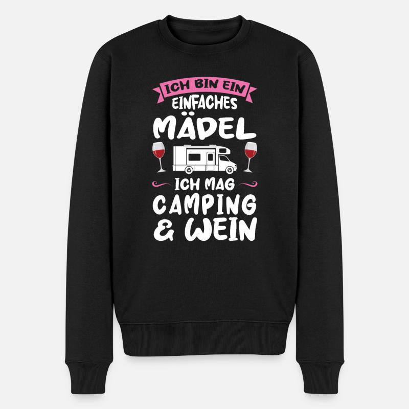 Campen Wein Camper Geschenk - Männer Premium Bio Pullover - Schwarz