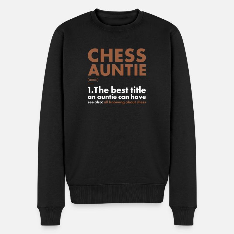 Chess Player Auntie Definition Chess - Männer Premium Bio Pullover - Schwarz
