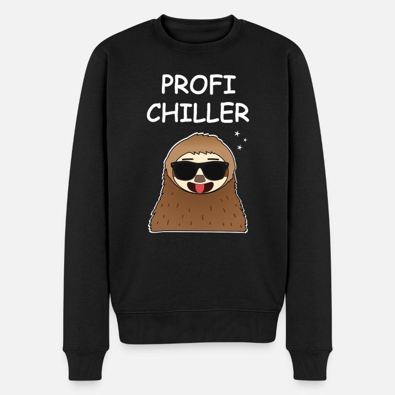 Profi Chiller Faultier - Männer Premium Bio Pullover - Schwarz