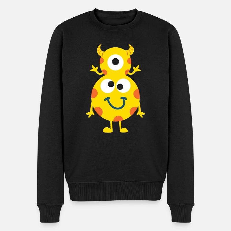 happy double monster - Männer Premium Bio Pullover - Schwarz