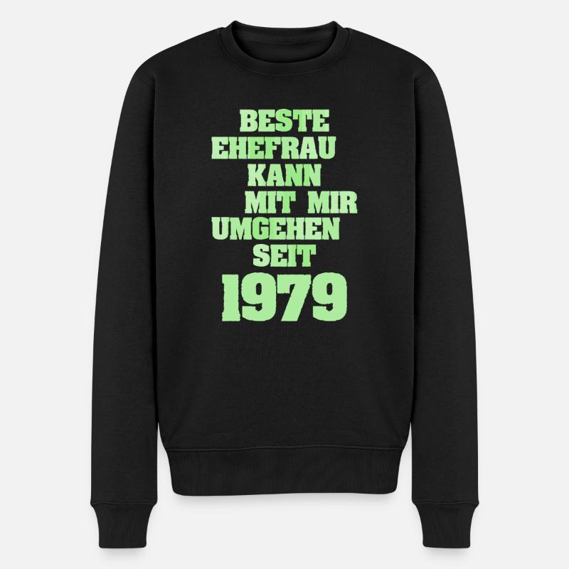 Frau 1979 - Männer Premium Bio Pullover - Schwarz