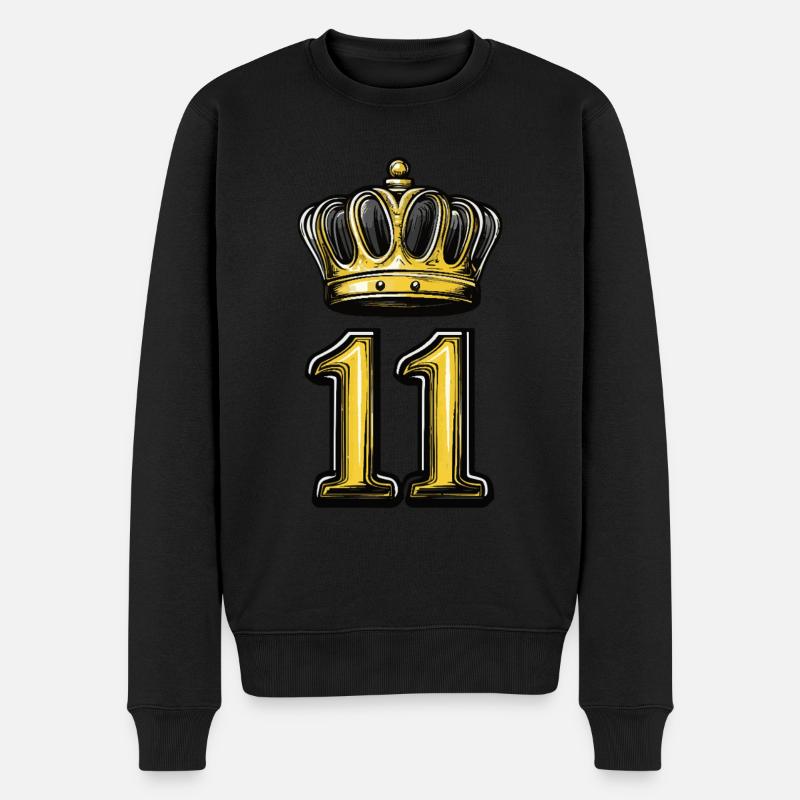 11 Zahl Krone - Männer Premium Bio Pullover - Schwarz