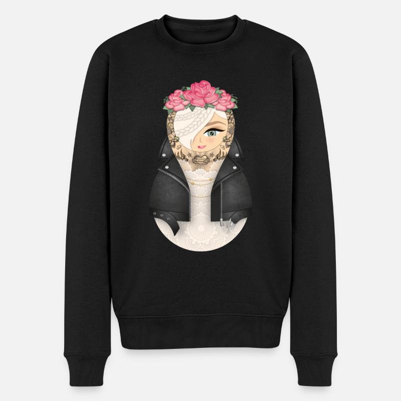 Matroschka Rosa - Männer Premium Bio Pullover - Schwarz