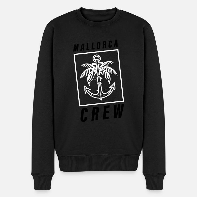 Mallorca Crew Palme Anker - Männer Premium Bio Pullover - Schwarz