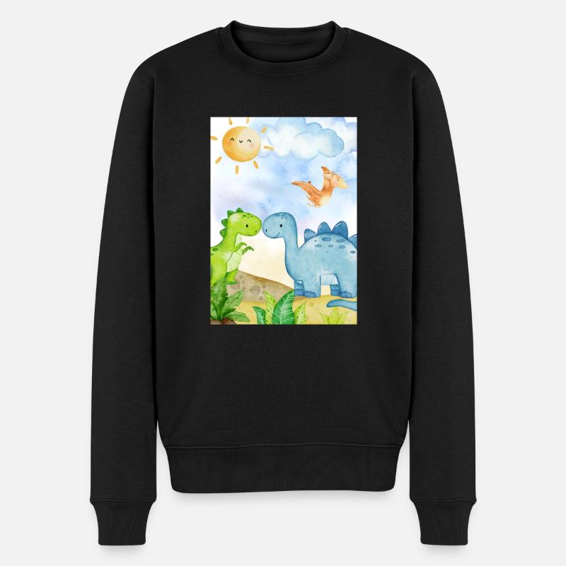 Dino - Männer Premium Bio Pullover - Schwarz