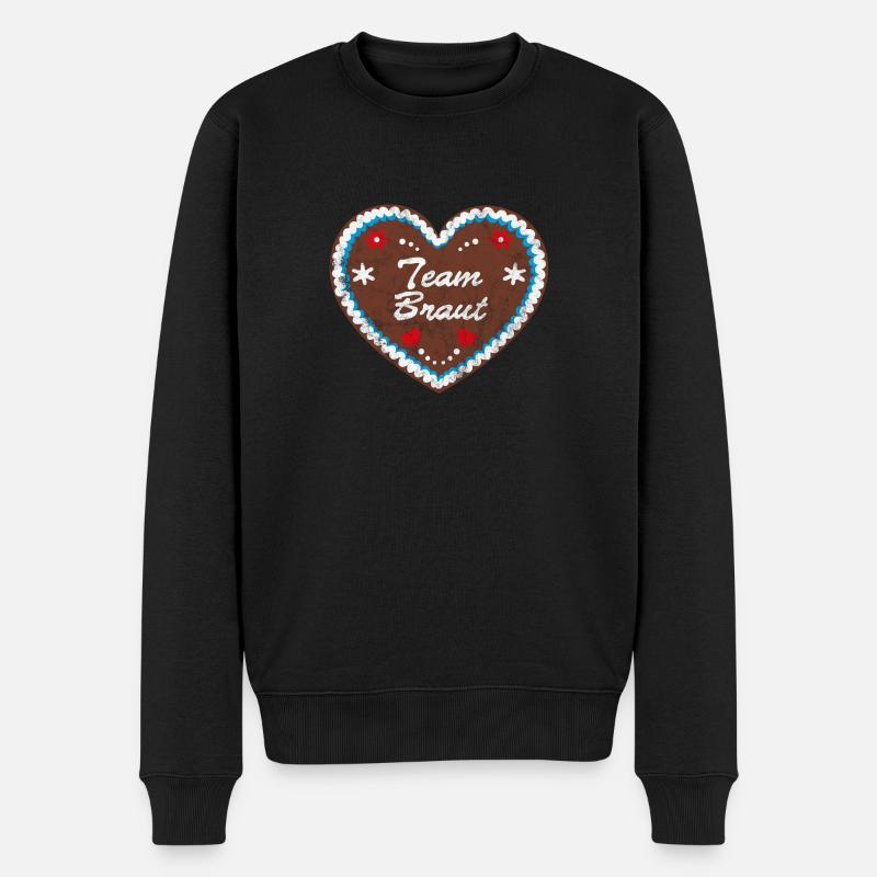 Lebkuchenherz "Team Braut" - Männer Premium Bio Pullover - Schwarz