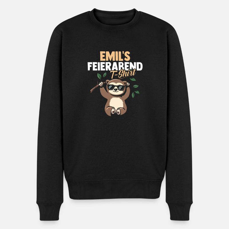 Faultier Emil - Männer Premium Bio Pullover - Schwarz