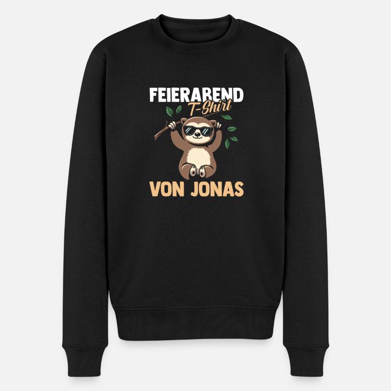 Faultier Jonas - Männer Premium Bio Pullover - Schwarz