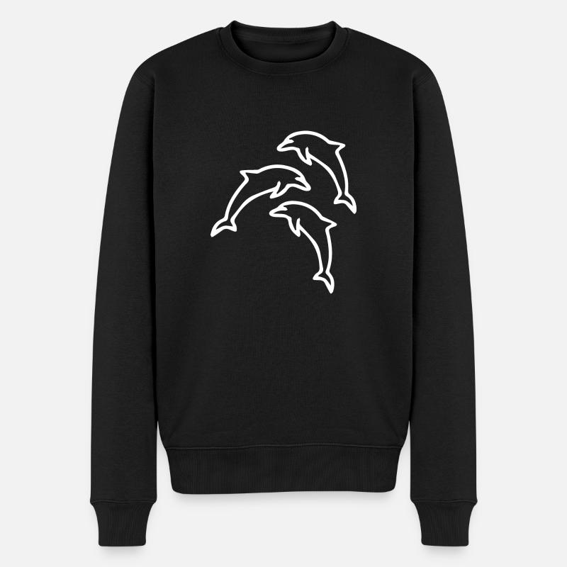 Dolphin Delfine - Männer Premium Bio Pullover - Schwarz