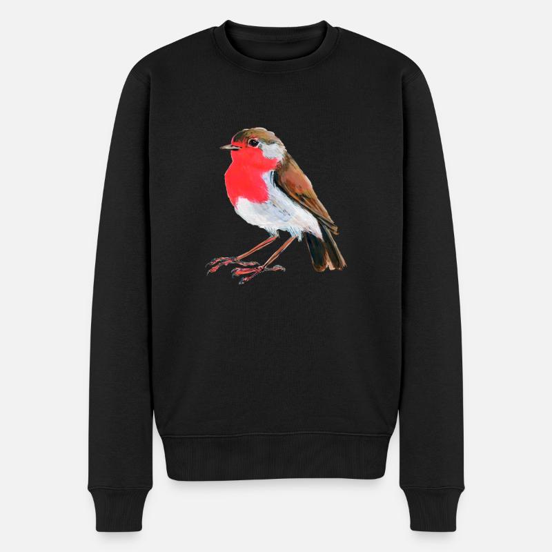 Rotkehlchen - Männer Premium Bio Pullover - Schwarz