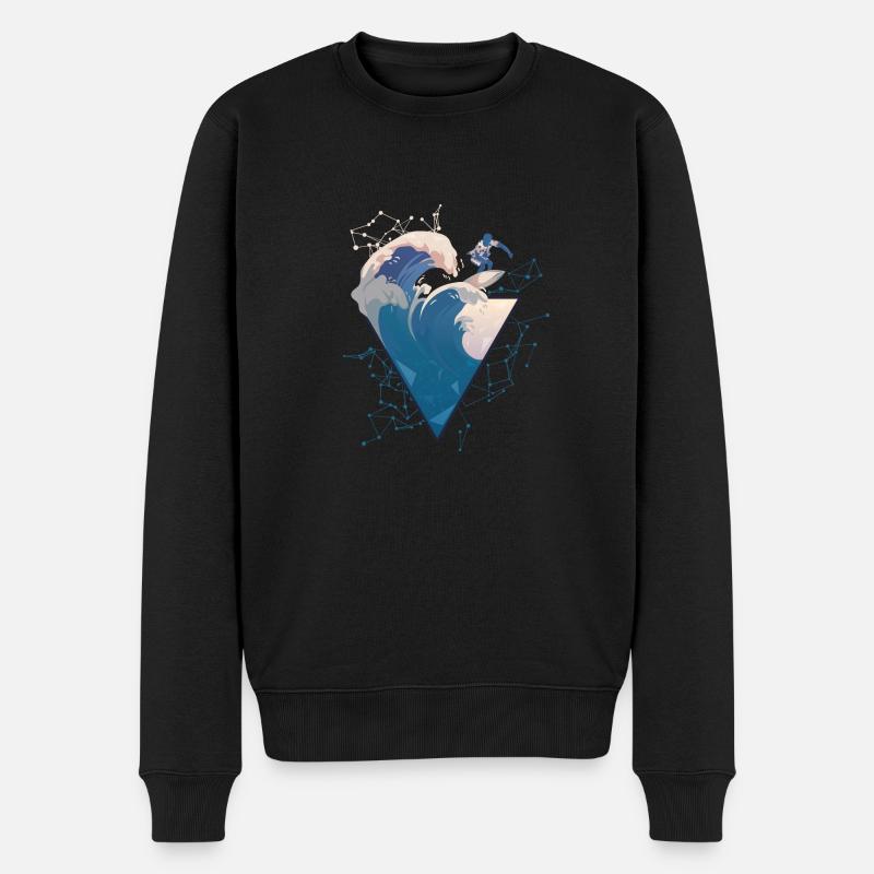 Surfer auf der Welle - Männer Premium Bio Pullover - Schwarz