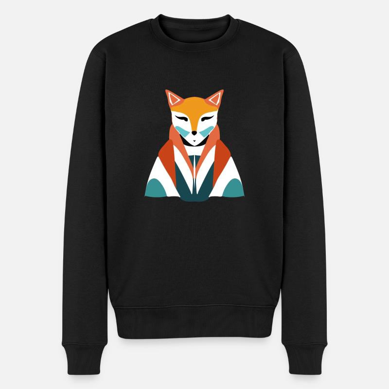 Fuchs - Männer Premium Bio Pullover - Schwarz