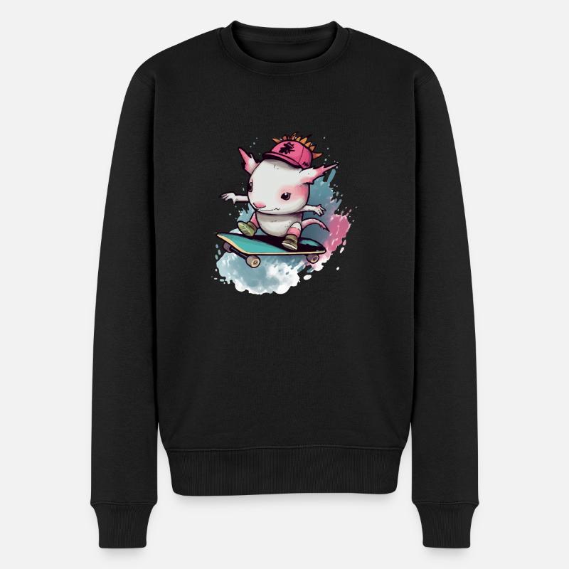 Koki der Axolotl - Männer Premium Bio Pullover - Schwarz