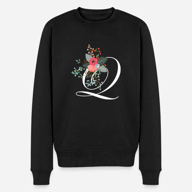 Lettre q fleuris - Pull Premium bio Homme - noir