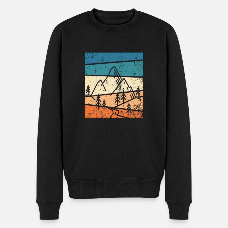 Berg Vintage Berge Natur - Männer Premium Bio Pullover - Schwarz