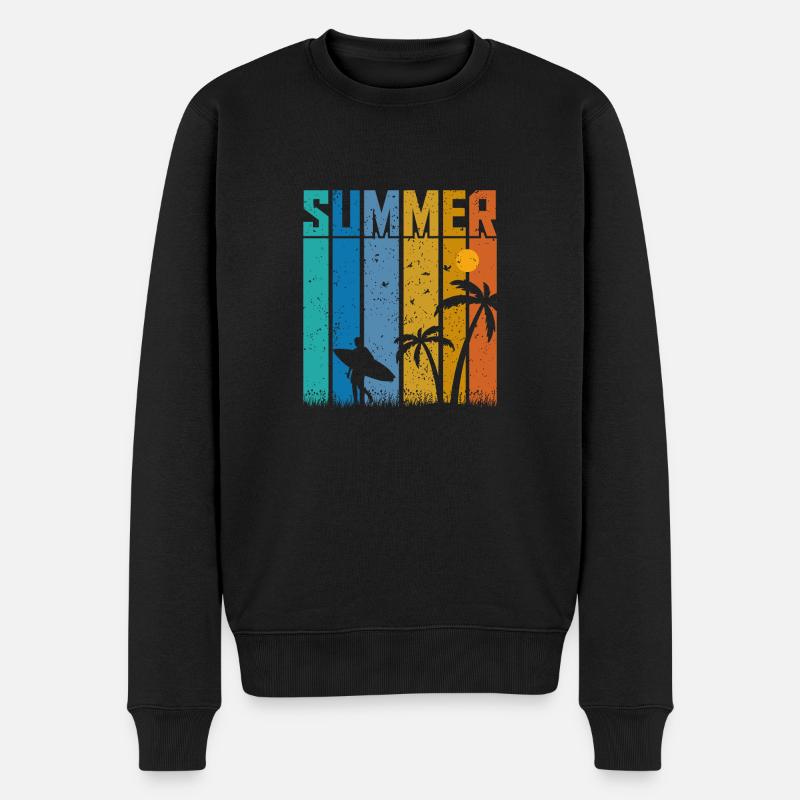 Summer Vibes Surfer - Männer Premium Bio Pullover - Schwarz
