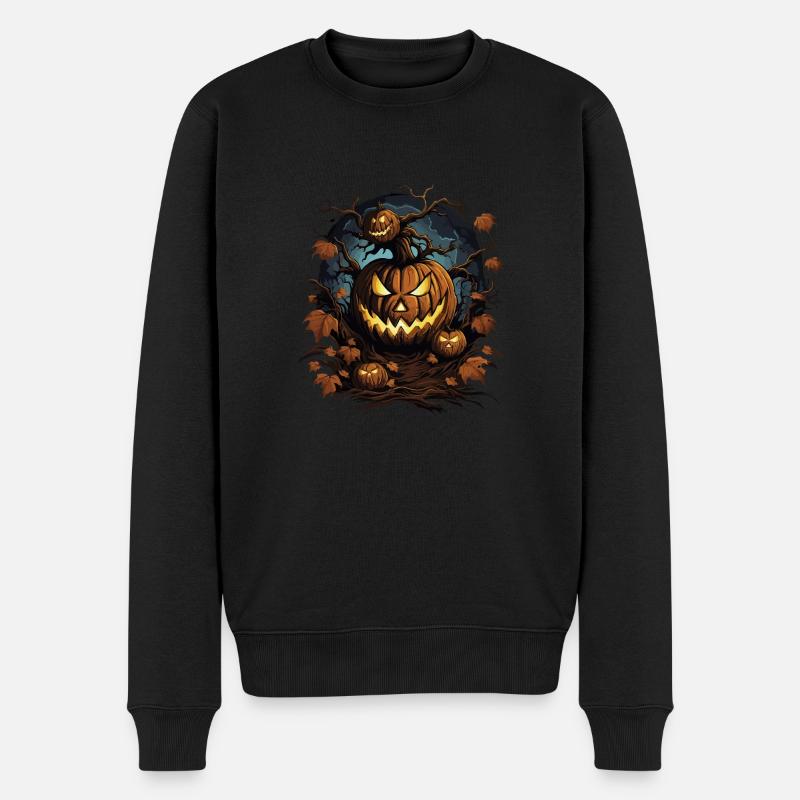Halloween Kürbis - Männer Premium Bio Pullover - Schwarz