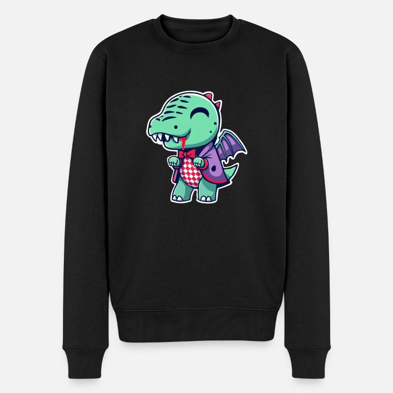 Drache, Vampir, Monster, Manga, Chibi - Männer Premium Bio Pullover - Schwarz