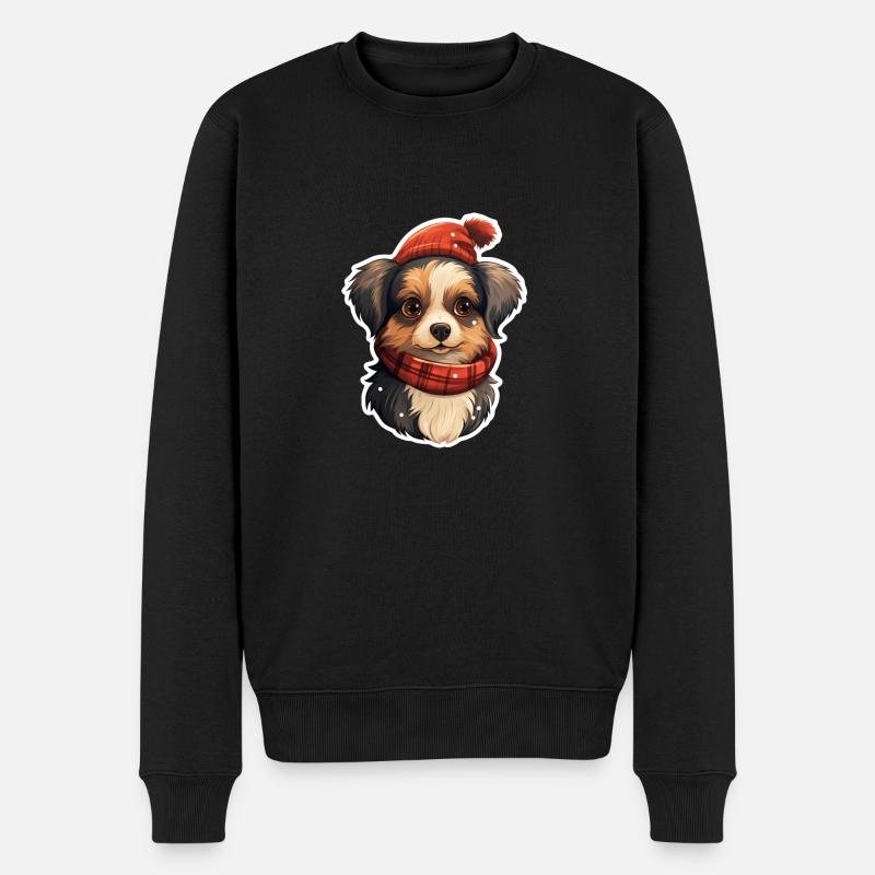 Chiot mignon en hiver - Pull Premium bio Homme - noir
