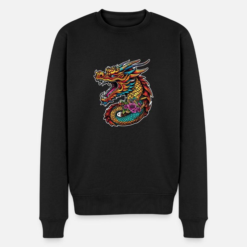 dragon asiatique - japon - chinois - Pull Premium bio Homme - noir