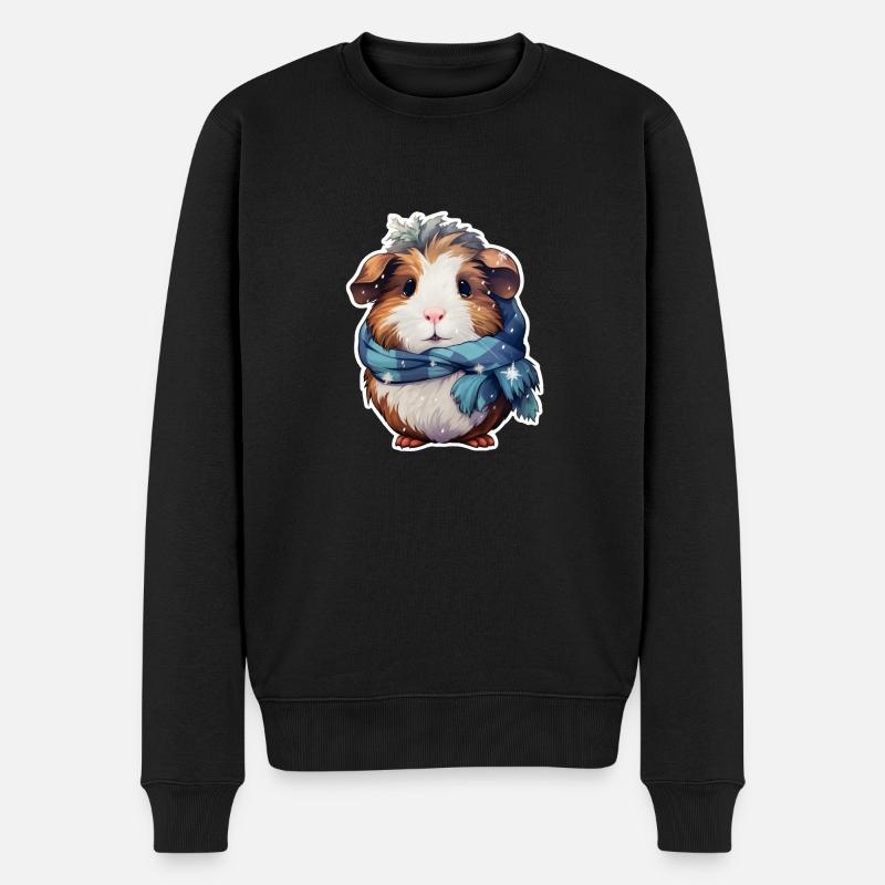 Meerschweinchen mit Schal - Männer Premium Bio Pullover - Schwarz
