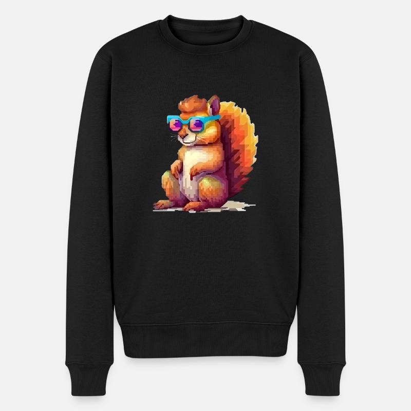 Pixulo das Eichhörnchen - Männer Premium Bio Pullover - Schwarz