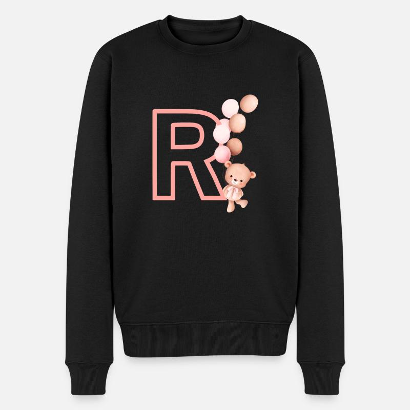 Buchstabe r rosa Bär - Männer Premium Bio Pullover - Schwarz