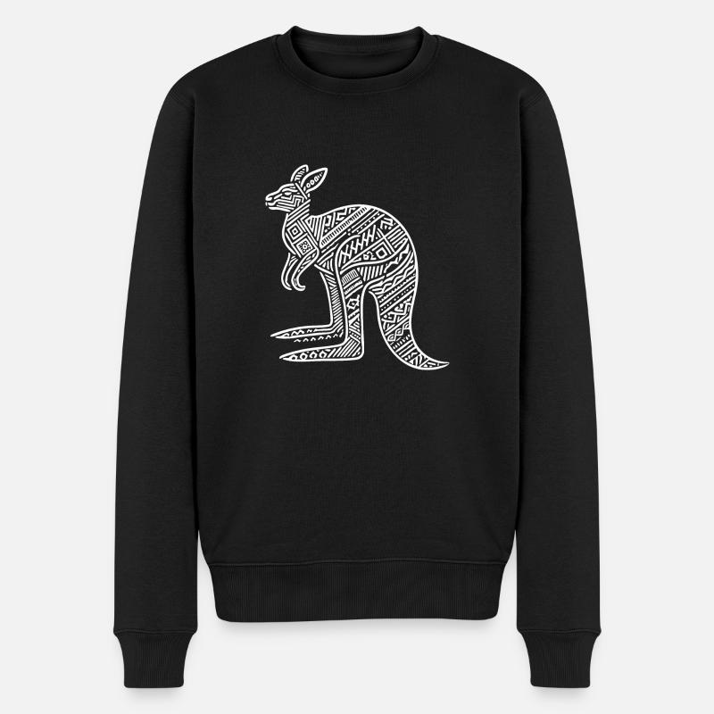 Kangaroo with tribal pattern - Men's Premium Organic Jumper - black