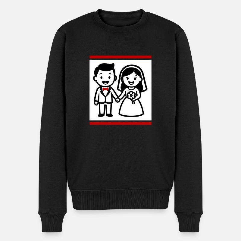 Ehepaar Hochzeit - Männer Premium Bio Pullover - Schwarz