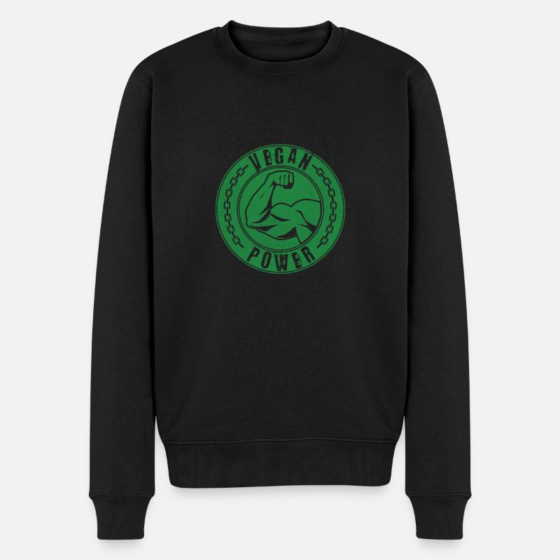 Vegan Power - Männer Premium Bio Pullover - Schwarz
