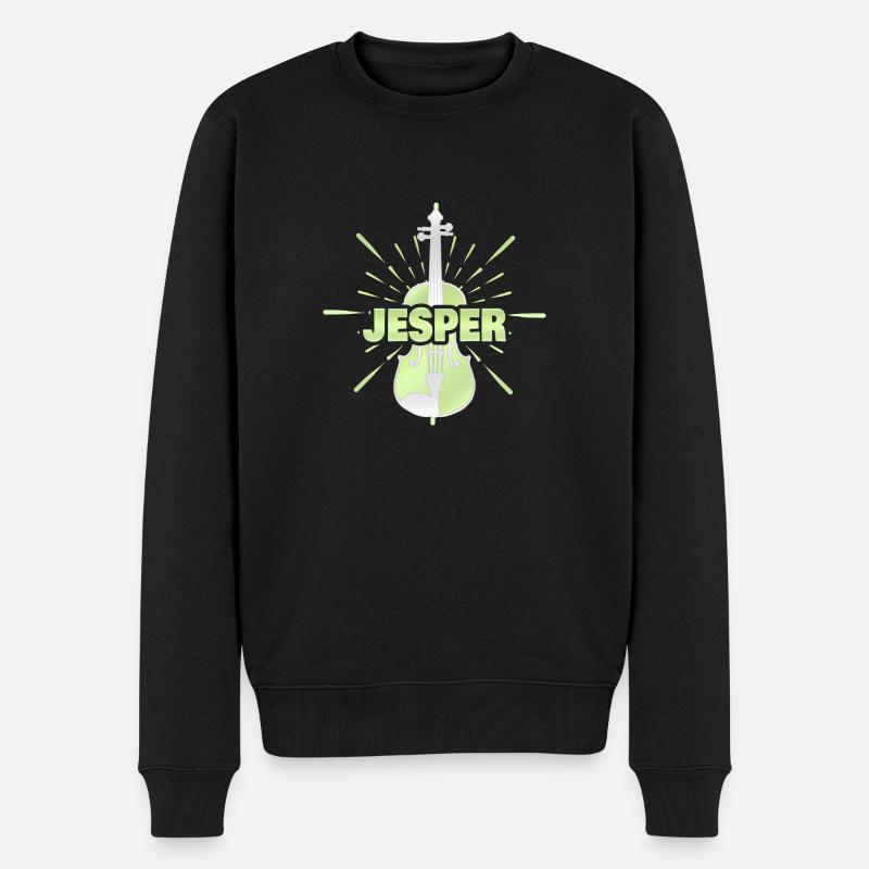 Jesper als Streichinstrument - Männer Premium Bio Pullover - Schwarz