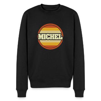 Vorname Michel - Männer Premium Bio Pullover - Schwarz - Vorne - Nico (187cm)
