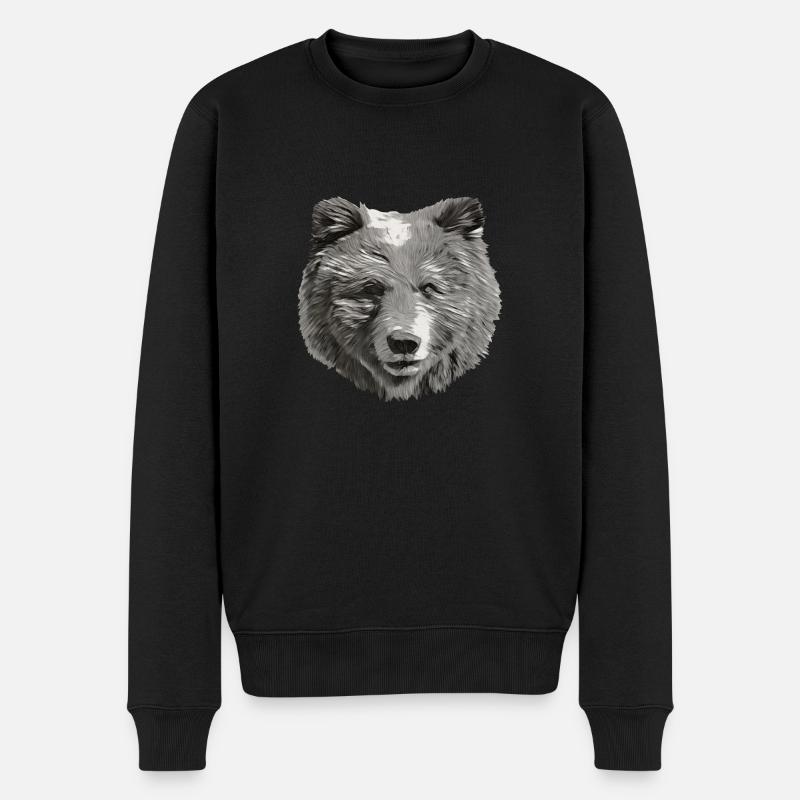 ISA Kopf SW - Männer Premium Bio Pullover - Schwarz