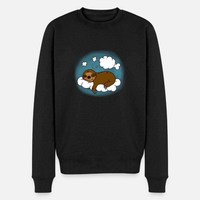 Faultier Chillen Wolken Geschenk - Männer Premium Bio Pullover - Schwarz