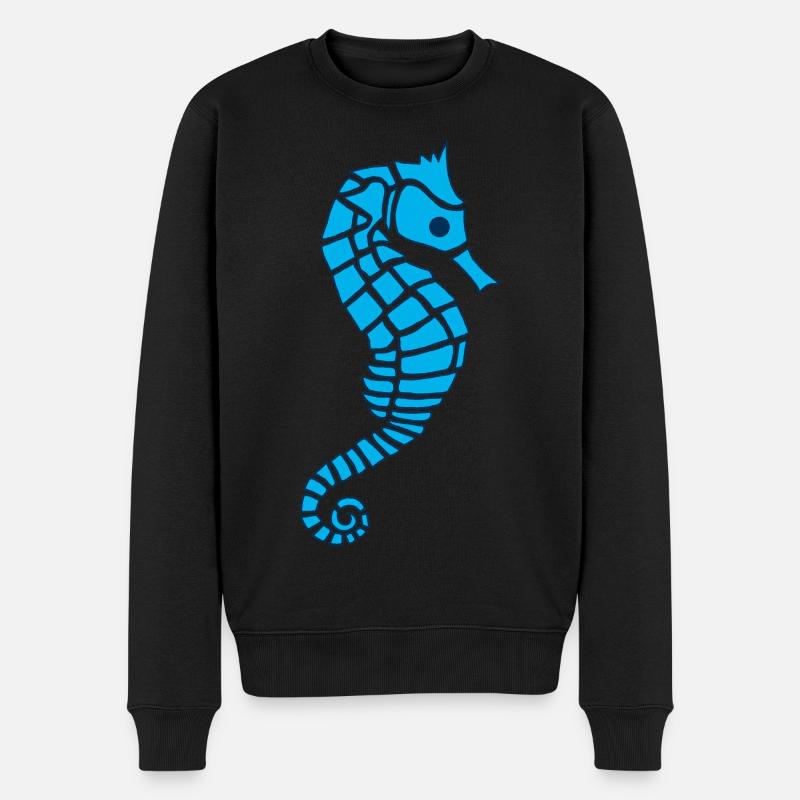 Hippocampe bleu - Pull Premium bio Homme - noir