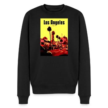 Los Angeles PopArt Straßenszene - Männer Premium Bio Pullover - Schwarz - Vorne - Nico (187cm)