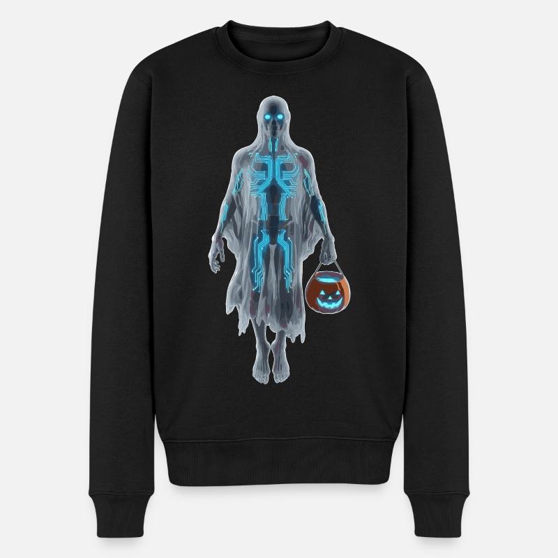 Digitaler Geist - Männer Premium Bio Pullover - Schwarz