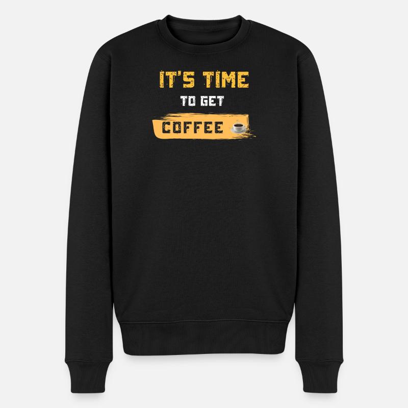 Es ist Zeit für Kaffee - Männer Premium Bio Pullover - Schwarz